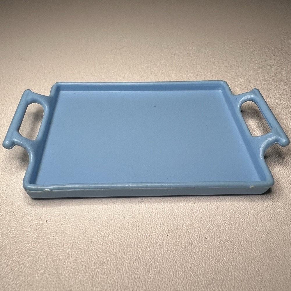 Barbie Pretend Play 1983 Mattel Blue Handled Rectangle Serving Tray Toy‎